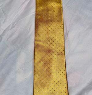 Calvin Jlein Yellow Geometric Square Pattern Woven xtra long Silk Tie